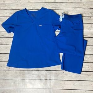 Figs Royal Blue Scrub Set